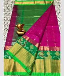 purple and green colour mangalagiri pattu sarees with Kanchi Border design