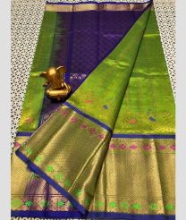 olive green colour mangalagiri pattu sarees with Kanchi Border design