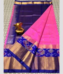 pink colour mangalagiri pattu sarees with Kanchi Border design