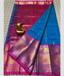 blue and magenta colour mangalagiri pattu sarees with Kanchi Border design