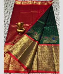 maroon and green colour mangalagiri pattu sarees with Kanchi Border design