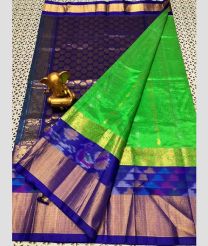 green and gray colour mangalagiri pattu sarees with Kanchi Border design