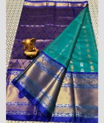 silver and sky blue colour mangalagiri pattu sarees with Kanchi Border design