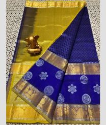 blue and olive colour mangalagiri pattu sarees with Kanchi Border design