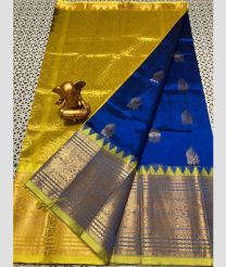 olive and blue colour mangalagiri pattu sarees with Kanchi Border design