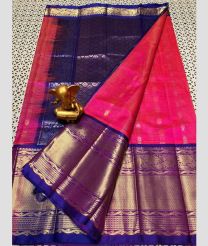 coral red colour mangalagiri pattu sarees with Kanchi Border design
