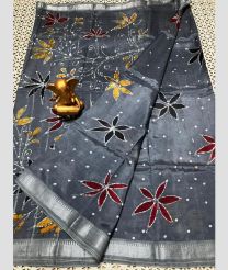 gray colour mangalagiri pattu sarees with All over Printed design