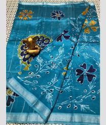 sky blue colour mangalagiri pattu sarees with All over Printed design