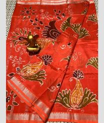 magenta red colour mangalagiri pattu sarees with All over Printed design