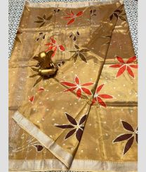 brown colour mangalagiri pattu sarees with All over Printed design