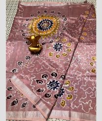 pink and gray colour mangalagiri pattu sarees with All over Printed design