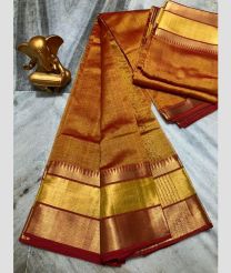 brown colour mangalagiri pattu sarees with Plain design