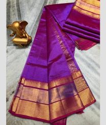 purple colour mangalagiri pattu sarees with Plain design