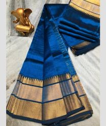 blue colour mangalagiri pattu sarees with Plain design