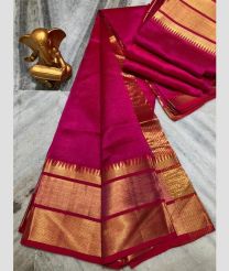 magenta colour mangalagiri pattu sarees with Plain design