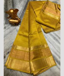 olive green colour mangalagiri pattu sarees with Plain design