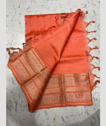 coral colour mangalagiri pattu sarees with Kanchi Border design