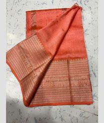 coral colour mangalagiri pattu sarees with Kanchi Border design