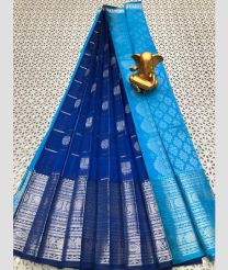 blue colour mangalagiri pattu sarees with Kanchi Border design