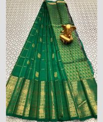 green colour mangalagiri pattu sarees with Kanchi Border design