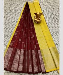 maroon colour mangalagiri pattu sarees with Kanchi Border design