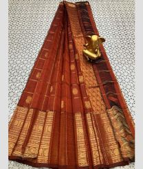 brown colour mangalagiri pattu sarees with Kanchi Border design