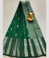 dark green colour mangalagiri pattu sarees with Kanchi Border design