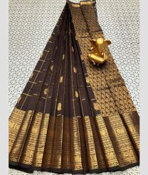 brown and charcoal colour mangalagiri pattu sarees with Kanchi Border design