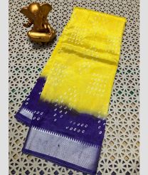 yellow colour mangalagiri pattu sarees with All over design
