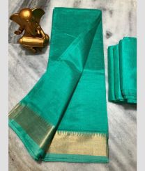 cyan blue colour mangalagiri pattu sarees with Jari Border design