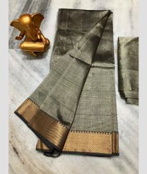gray colour mangalagiri pattu sarees with Jari Border design