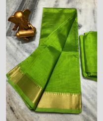 green colour mangalagiri pattu sarees with Jari Border design