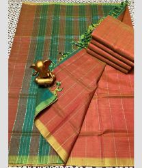coral colour mangalagiri pattu sarees with All over Lines design