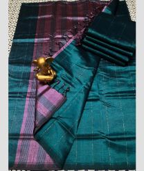dark green colour mangalagiri pattu sarees with All over Lines design