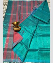 cyan blue colour mangalagiri pattu sarees with All over Lines design