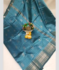 cyan colour mangalagiri pattu sarees with Kanchi Border design