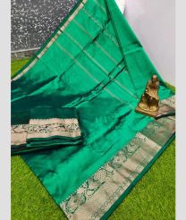 cyan blue colour mangalagiri pattu sarees with Kanchi Border design