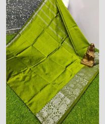 olive green colour mangalagiri pattu sarees with Kanchi Border design