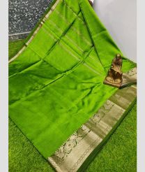 green colour mangalagiri pattu sarees with Kanchi Border design