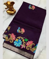 purple colour mangalagiri pattu sarees with All over Printed design