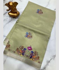 gray colour mangalagiri pattu sarees with All over Printed design