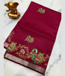 magenta colour mangalagiri pattu sarees with All over Printed design