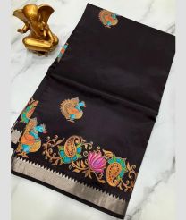 charcoal colour mangalagiri pattu sarees with All over Printed design