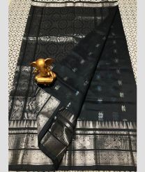 silver and charcoal colour mangalagiri pattu sarees with Kanchi Border design