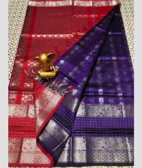 magenta and purple colour mangalagiri pattu sarees with Kanchi Border design