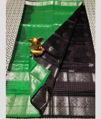 charcoal colour mangalagiri pattu sarees with Kanchi Border design
