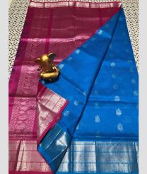 cyan blue and magenta colour mangalagiri pattu sarees with Kanchi Border design