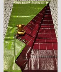 green and magenta colour mangalagiri pattu sarees with Kanchi Border design