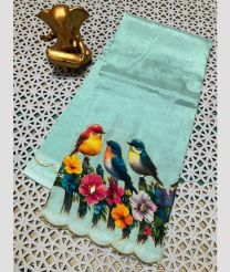 cyan blue colour mangalagiri pattu sarees with Plain design