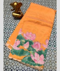 coral colour mangalagiri pattu sarees with Plain design